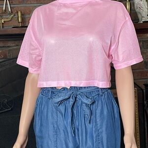 Pink Mesh Crop Top